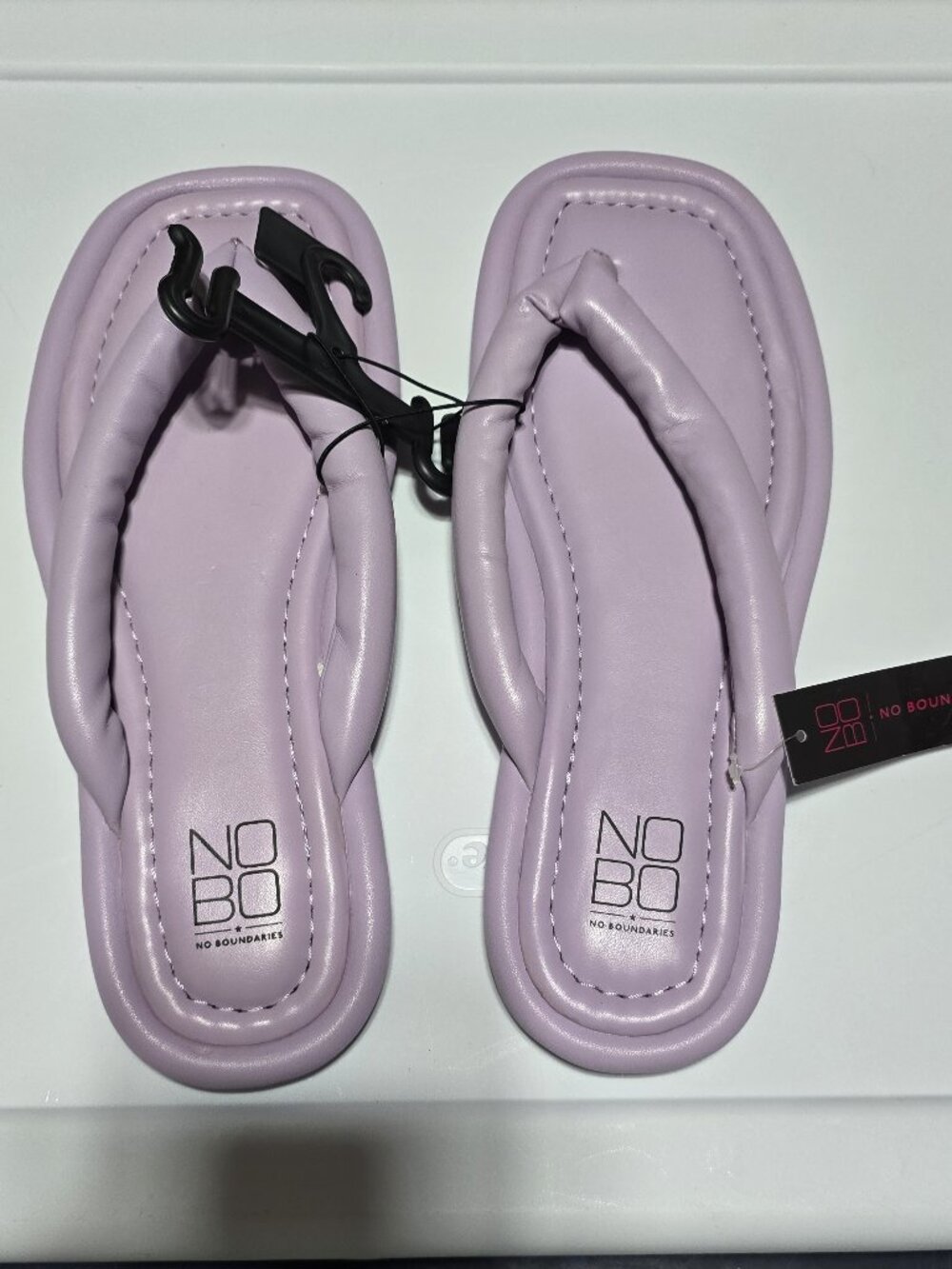 No Boundaries Purple Square Toe Flip Flops Memory Foam Padded Size 9